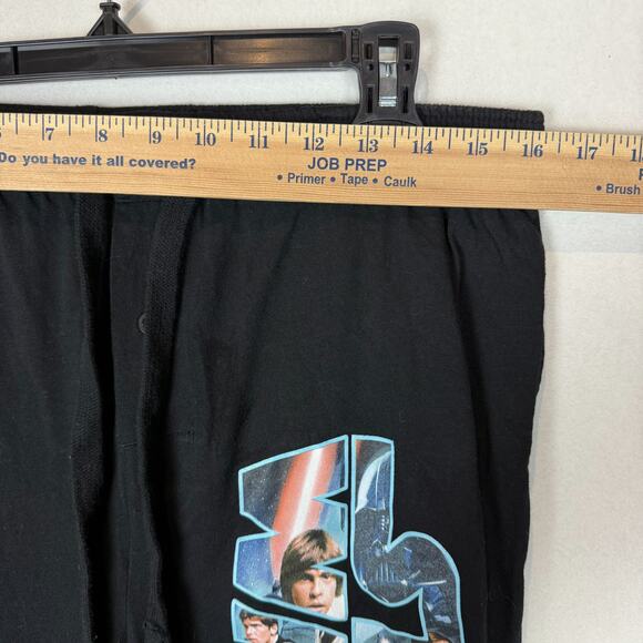 Star Wars Pajama Pants Men's Medium Black Cotton Graphic Flat Front Drawstring - Picture 7 of 10